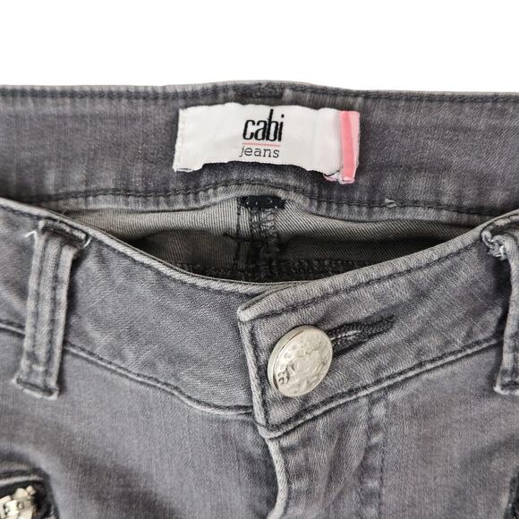 Cabi Jeans Women 6 Style 5167 Graphite Zip Skinny Stretch Gray Moto Zip Pockets - Picture 4 of 11